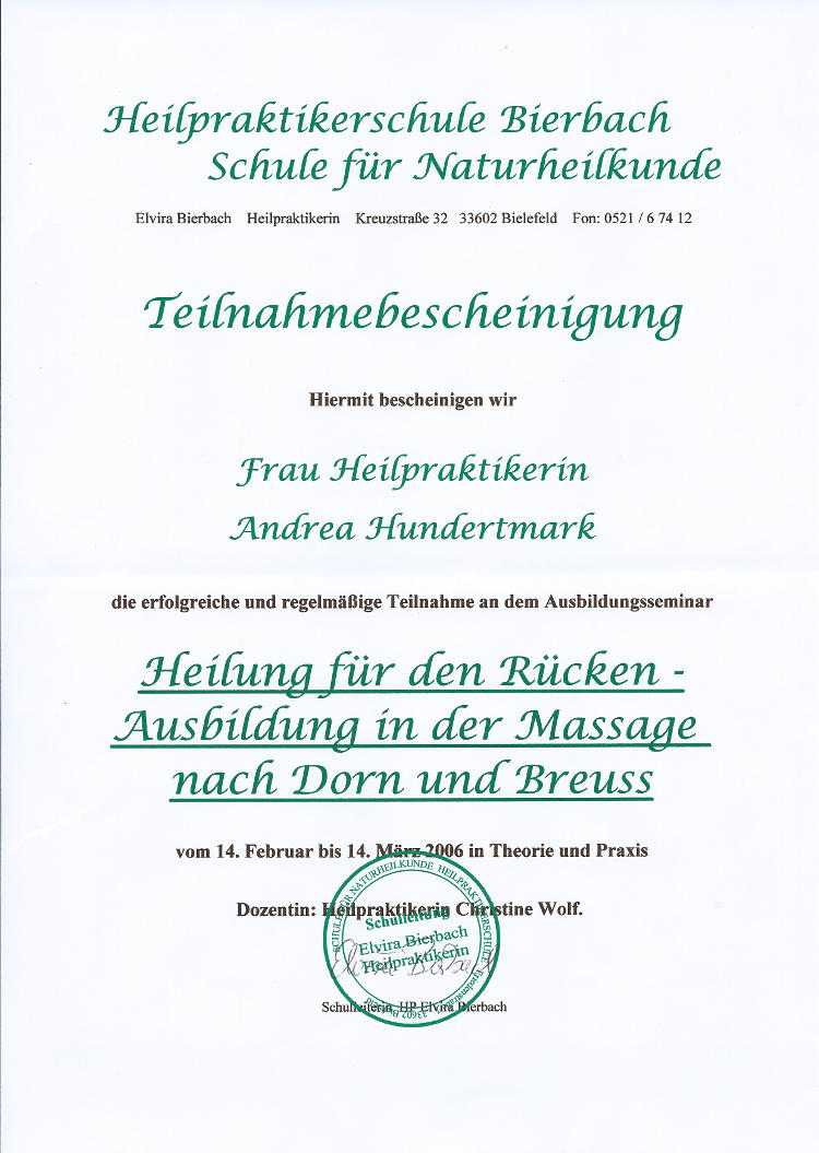 Dorn-Breuss-Bescheinigung